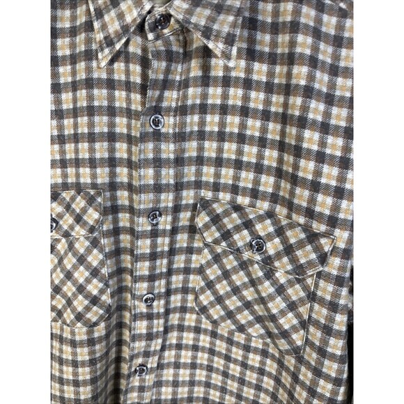 Vintage 70s Fieldmaster Flannel Shirt Sears Grunge Unique Button Up Adult Large - Picture 2 of 6
